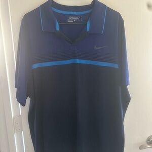 Nike Men's Navy and Light Blue Polo Shirt